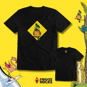 T-SHIRT PAPPAGALLO NERA - FIRENZE ROCKS
