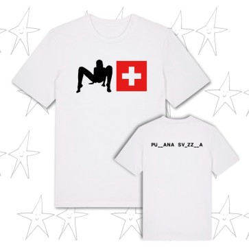 T-shirt PU**ANA SV* ZZ**A, Unisex, Bianca, Madame