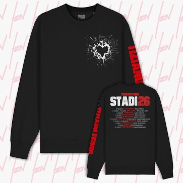 Felpa Crewneck CUORE ROTTO STADI26, Tiziano Ferro, Unisex, Nero