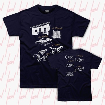 T-shirt CASE, LIBRI, AUTO, VIAGGI, Tiziano Ferro, Unisex, Blu