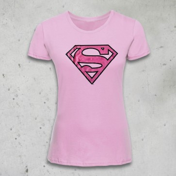 T-SHIRT DONNA LOGO GLITTER SUPERMAN
