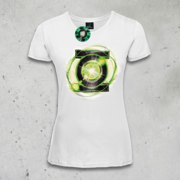 T-SHIRT DONNA LOGO GLOW  GREEN LANTERN