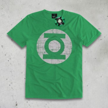 T-SHIRT DISTRESSED LOGO GREEN LANTERN