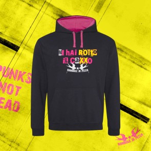 Felpa unisex MI HAI ROTTO IL CAXXO, Nera e Fucsia - BAMBOLE DI PEZZA