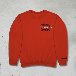 Felpa girocollo, MENTRE LOS ANGELES BRUCIA, Fabri Fibra, Unisex, Rossa