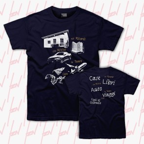 T-shirt CASE, LIBRI, AUTO, VIAGGI, Tiziano Ferro, Unisex, Blu