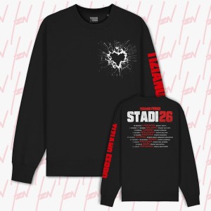 Felpa Crewneck CUORE ROTTO STADI26, Tiziano Ferro, Unisex, Nero